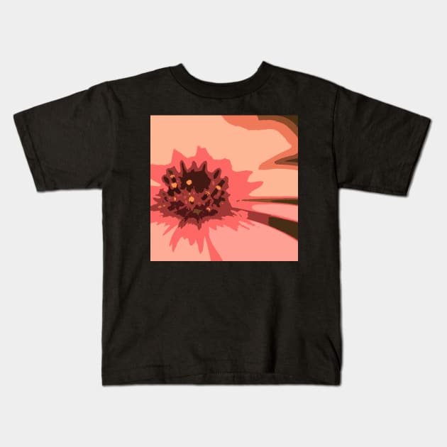 Abstract & Artsy Daisy Flower in Colorful Orange Red Hues of Peach, Coral & Salmon Kids T-Shirt by karenmcfarland13